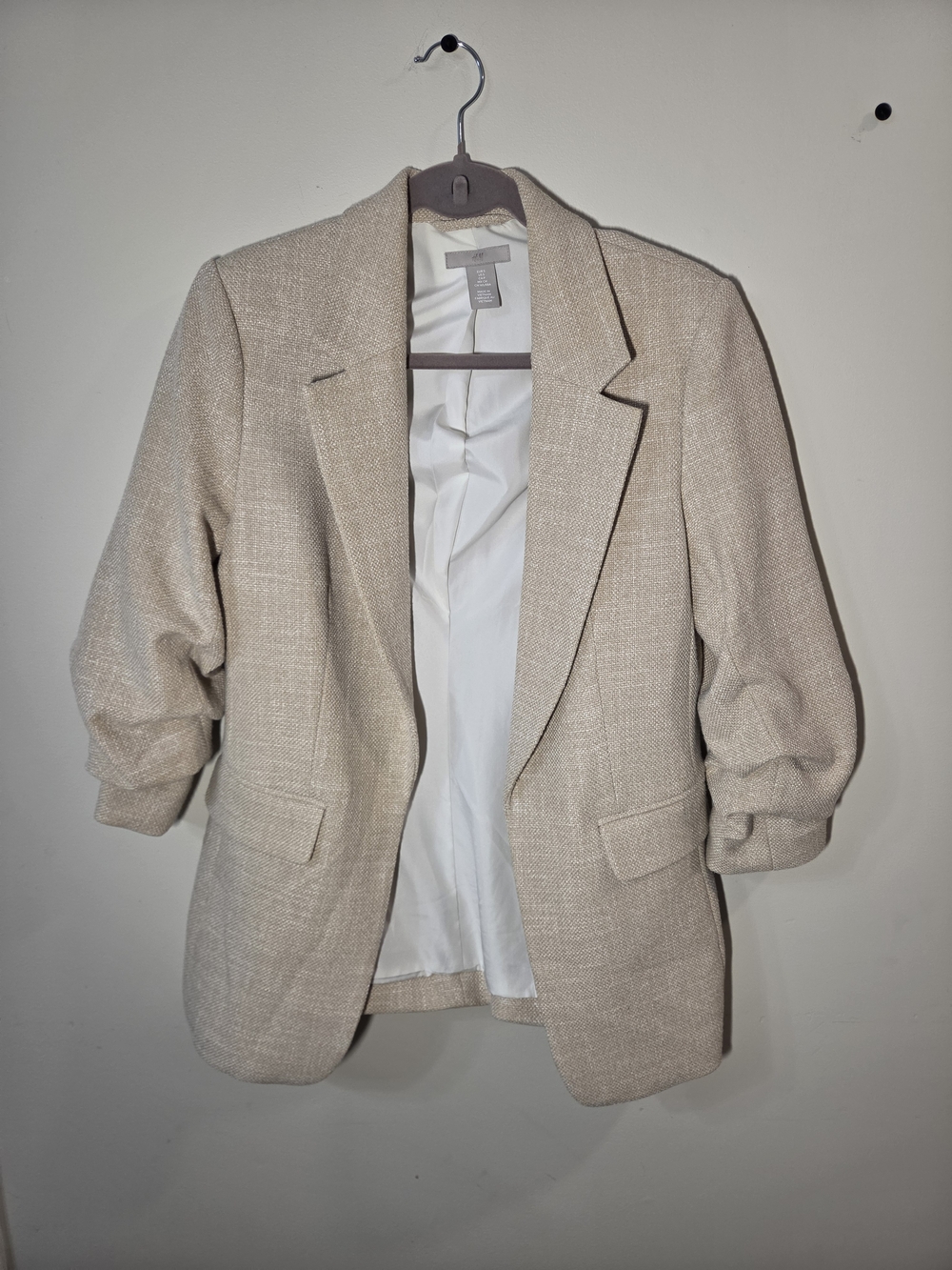 H&M Cream Textured Blazer Jacket